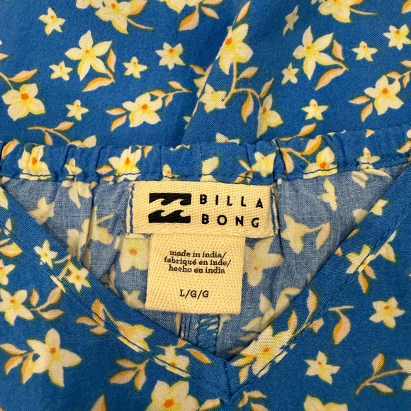 Billabong 90s Babe Mini dress, Blue with Yellow Floral Pattern, large - Picture 4 of 13
